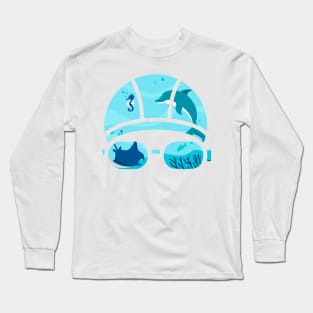 Creative Swimming Cap of Dolphins in the Ocean Gift Long Sleeve T-Shirt